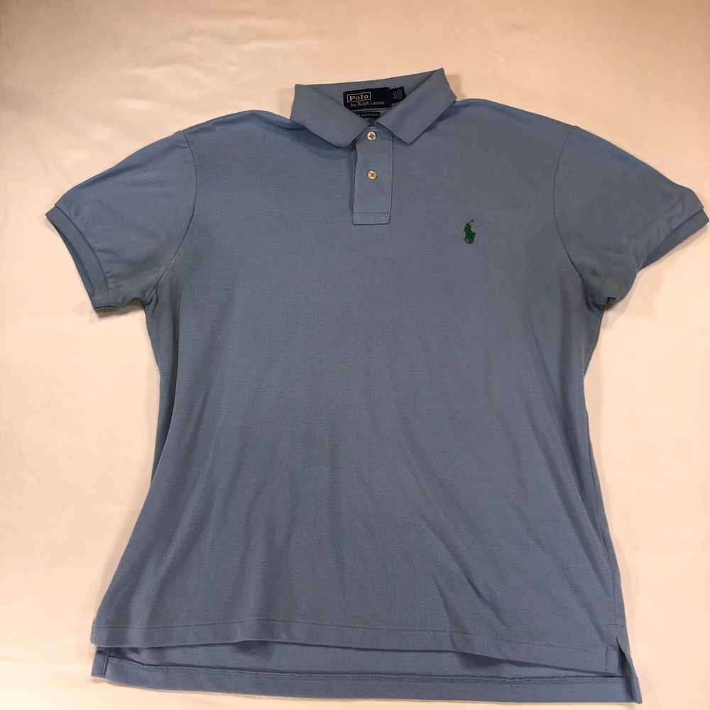 Polo Ralph Lauren Mens The Earth Polo Shirt Baby Blue Green Pony Size L